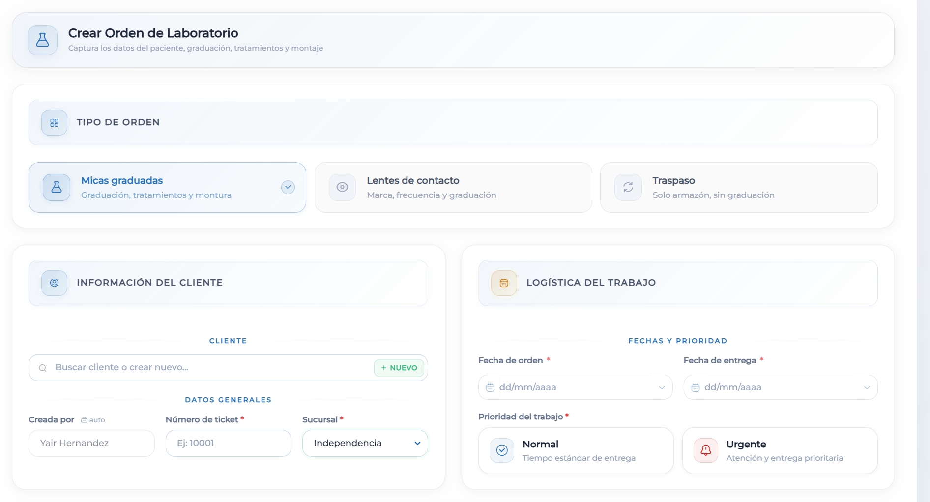 Creación de orden de laboratorio en Nimrud